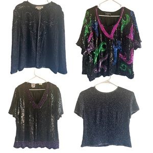 Set of four vintage beaded and sequin tops